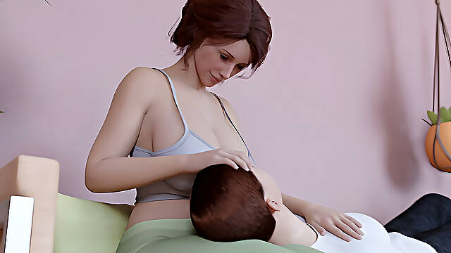 Kissing and Playing with His Busty Hot MILF Landlady While Her Husband Is Not Home - Heart Problems Ep17