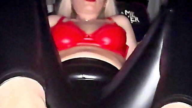 My Beautiful Ex-secretary Loves Footjob Sex - Leather Pants and Hot Blonde
