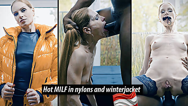 Hot MILF in Nylons and Winterjacket