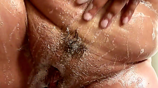 While Showering Pussy Shaved and Fingered Deeply