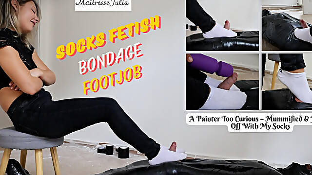 A Painter Too Curious Mummified & Jerked off with My Socks - Mistress Julia