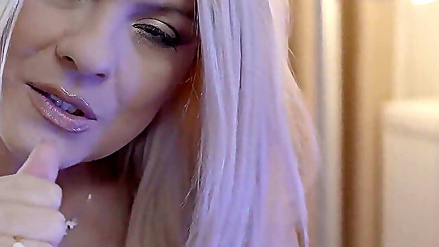 Blonde MILF Worships Her Nylon Stockinged Feet